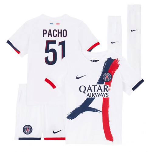 Fotballdrakt Barn Paris Saint-Germain Willian Pacho #51 Bortedraktsett 2024-25 Kortermet (+ Korte bukser)